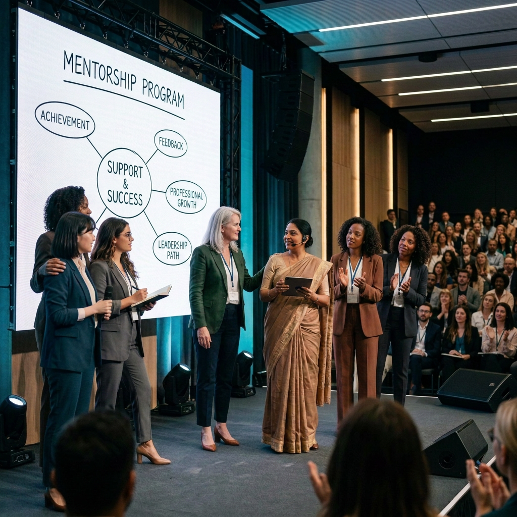 Professional women promoting and supporting each other